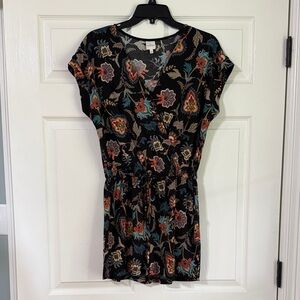 Kaileigh Black Floral Paisley Romper